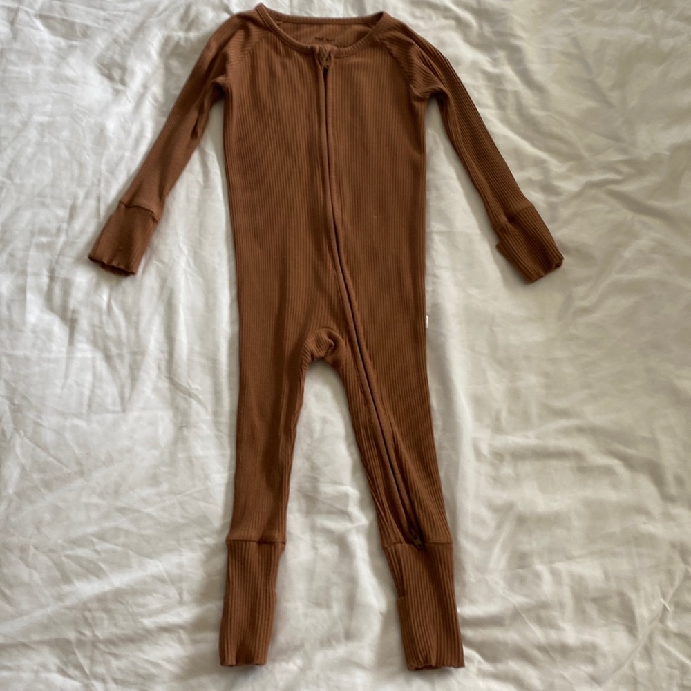 Little sleepies caramel ribbed zippy